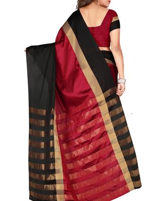 contrast border woven saree with blouse - 15849397 - Standard Image - 2