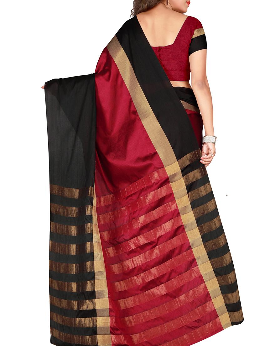 contrast border woven saree with blouse - 15849397 - Zoom Image - 2