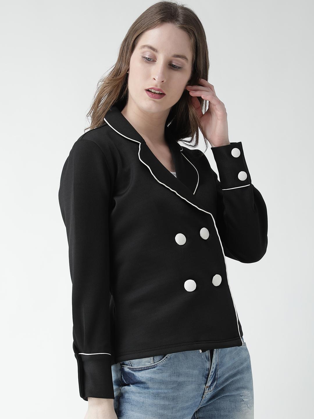 contrast piping double breasted blazer - 15850094 - Zoom Image - 2