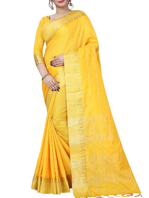 zari checkered mysore silk saree with blouse - 15850340 - Standard Image - 1