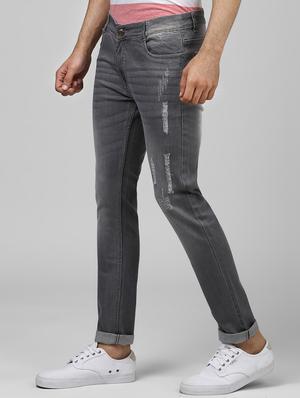 grey cotton ripped jeans - 15851553 - Standard Image - 2