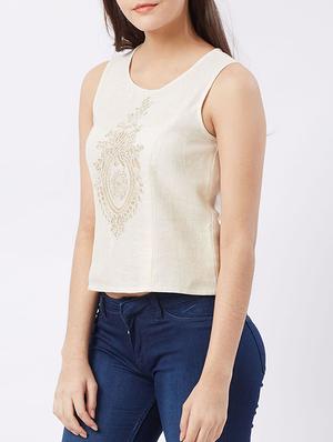 lace applique keyhole back top - 15851717 - Standard Image - 2