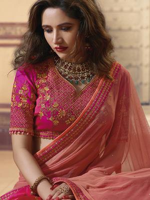 floral embroidered flared lehenga - 15852221 - Standard Image - 2