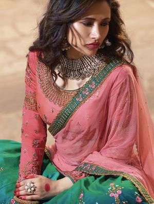 floral embroidered flared lehenga - 15852222 - Standard Image - 2
