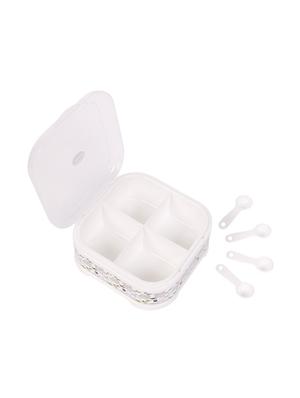 Jewel Dry Fruit Box, Spice Masala Box, Rangoli Box, Compliments Box - 4 Compartments Square Multipurpose Utility Box - White - 15853059 - Standard Image - 2
