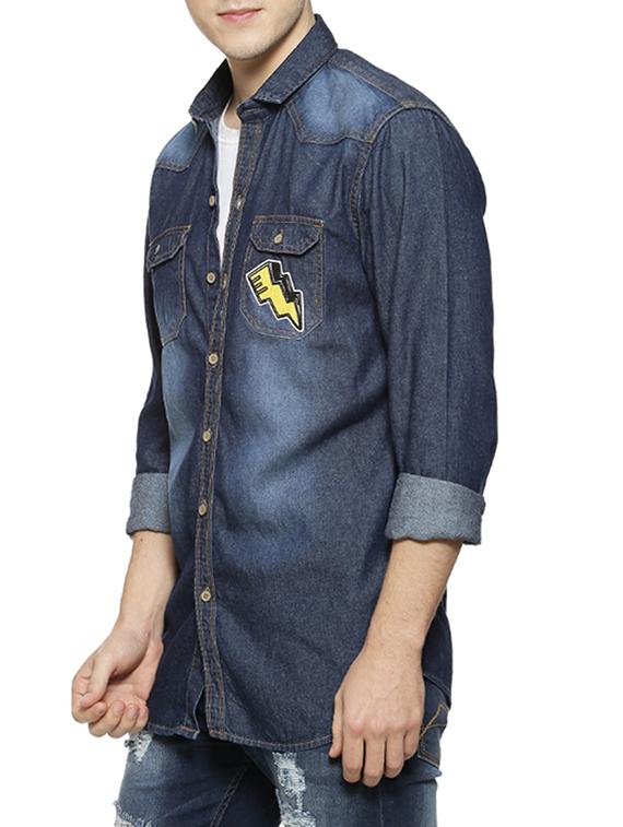 blue denim casual shirt - 15854363 - Zoom Image - 2
