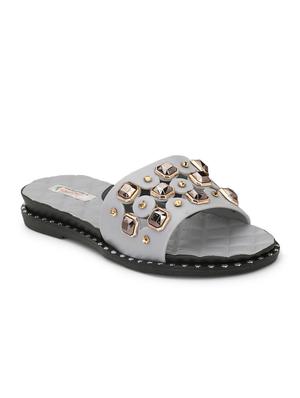 grey slip on sandals - 15855063 - Standard Image - 2