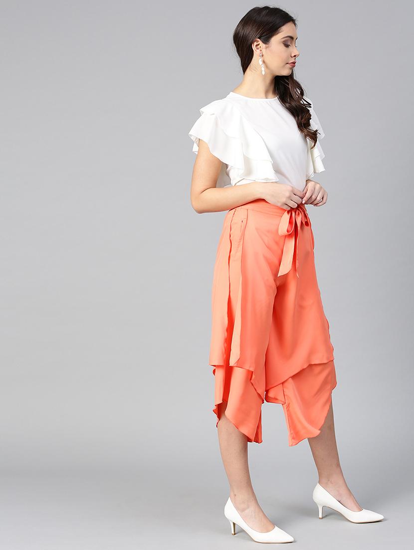 ruffle detail top & layered culottes set - 15855197 - Zoom Image - 2