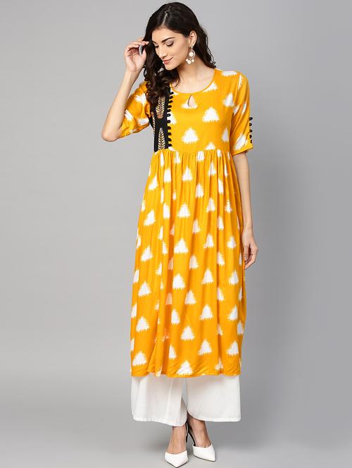 flared geometrical kurta - 15855229 - Standard Image - 1