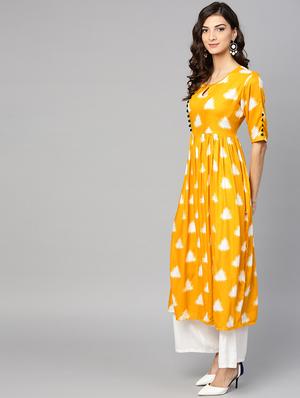 flared geometrical kurta - 15855229 - Standard Image - 2