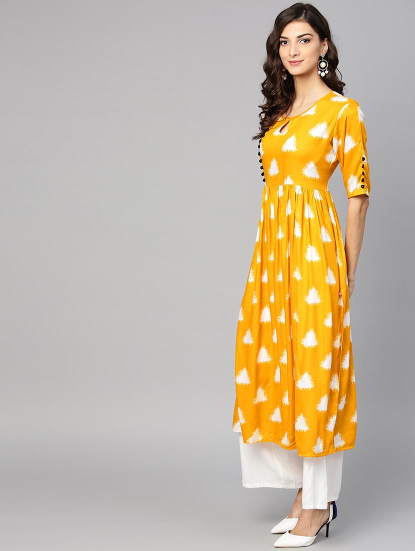flared geometrical kurta - 15855229 - Zoom Image - 2