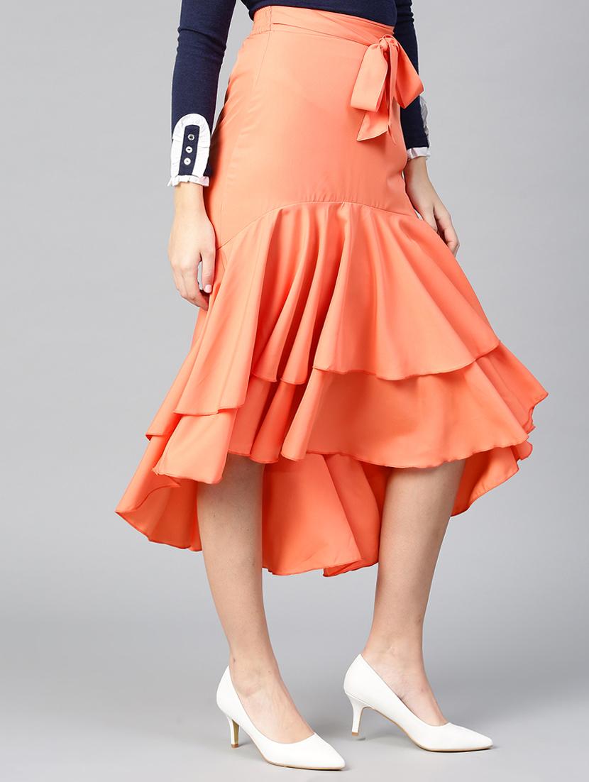 tie-knot waist ruffled high-low skirt - 15856049 - Zoom Image - 2