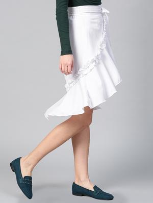 frill detail overlap tie-knot skirt - 15856085 - Standard Image - 2