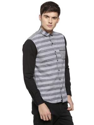 grey striped casual shirt - 15856266 - Standard Image - 2