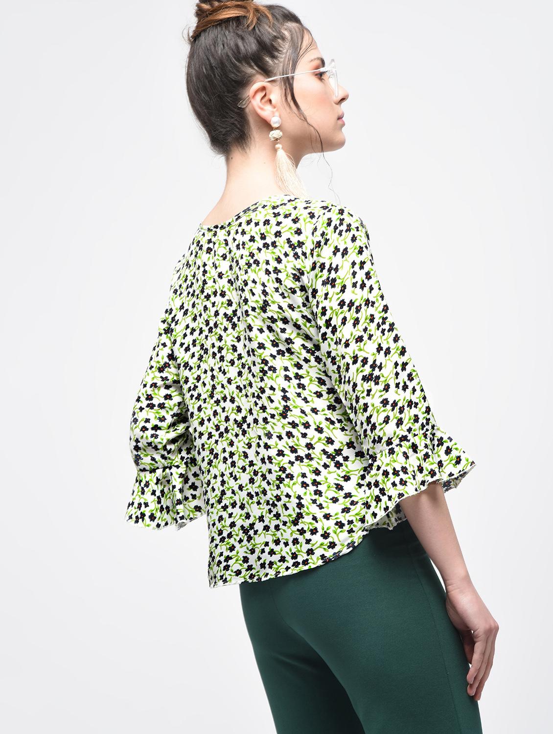 Floral flared sleeved top - 15857052 - Zoom Image - 2
