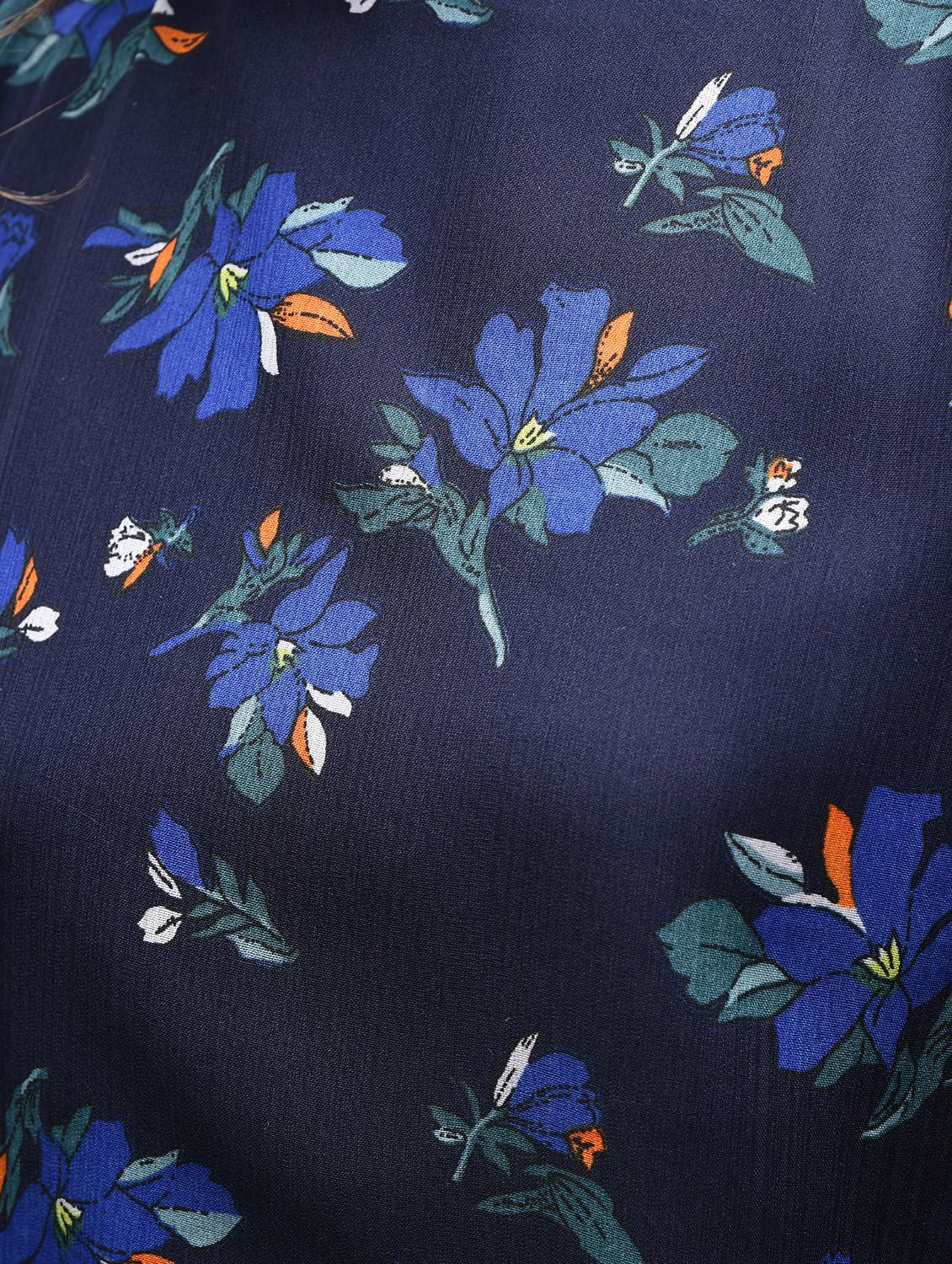 navy mock neck floral top - 15857063 - Zoom Image - 5