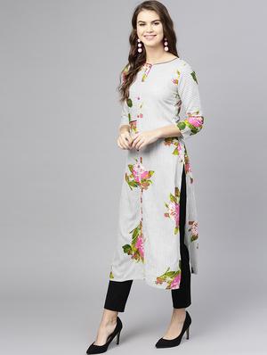 Stripes straight kurta - 15857124 - Standard Image - 2