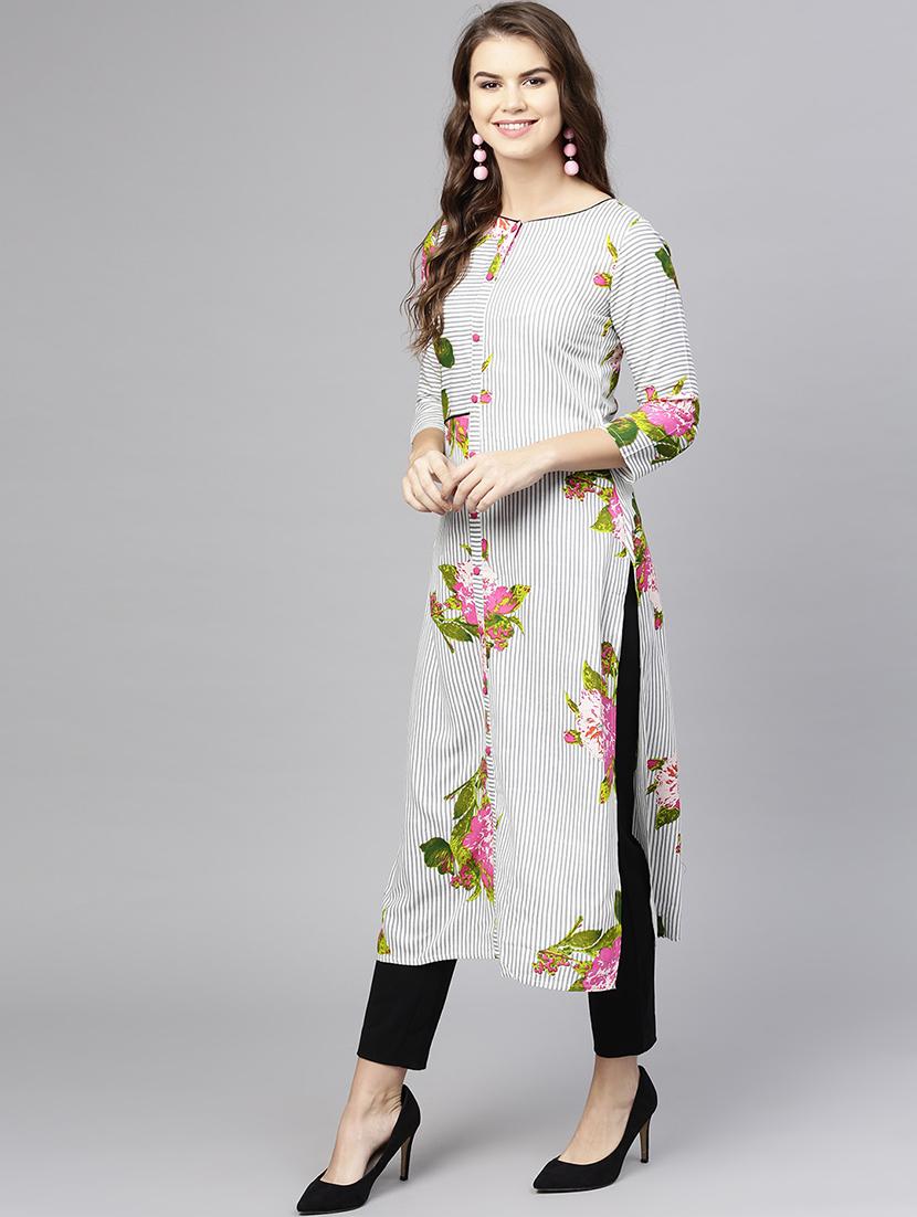 Stripes straight kurta - 15857124 - Zoom Image - 2
