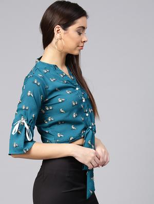 tie knot hem button up top - 15857204 - Standard Image - 2