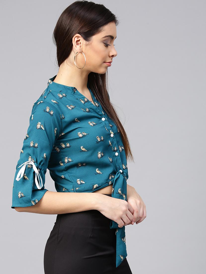 tie knot hem button up top - 15857204 - Zoom Image - 2