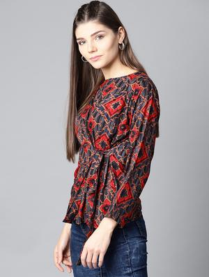 tie front boat neck top - 15857219 - Standard Image - 2