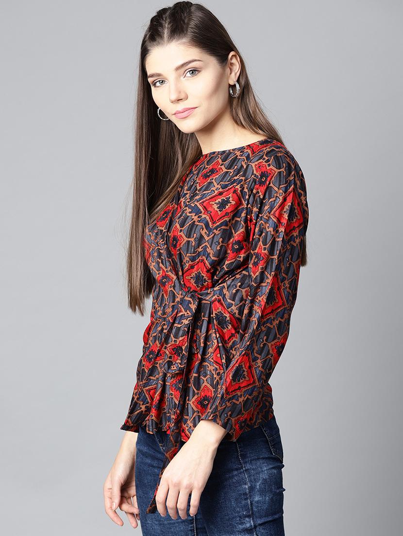 tie front boat neck top - 15857219 - Zoom Image - 2