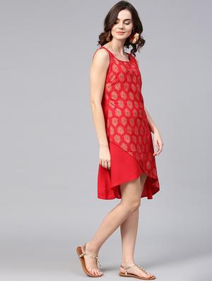 block print high low dress - 15857275 - Standard Image - 2