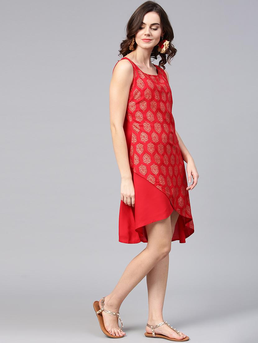 block print high low dress - 15857275 - Zoom Image - 2