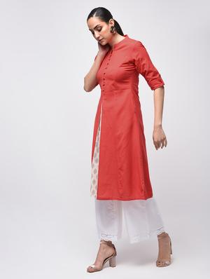 Princess cut a-line solid kurta - 15857580 - Standard Image - 2