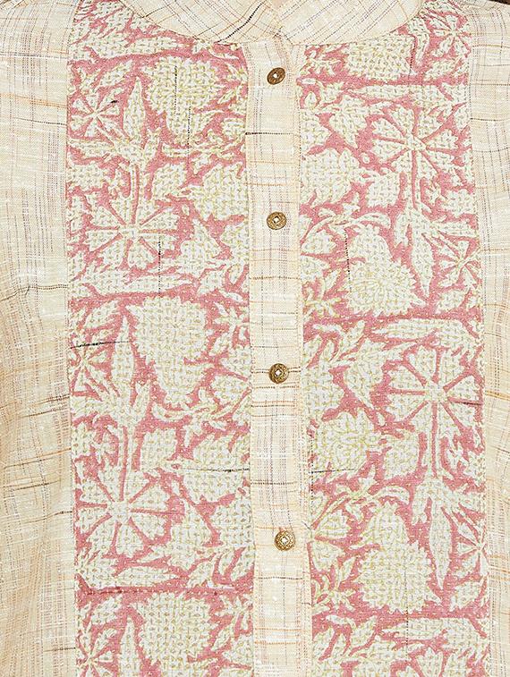 gold cotton straight kurti - 15857937 - Zoom Image - 5