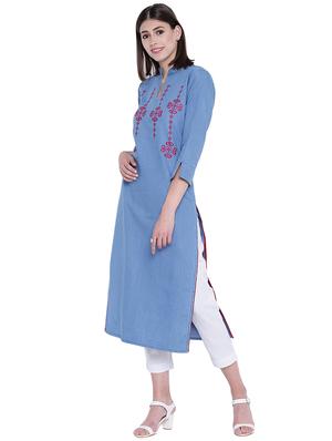 Embroidered straight kurta - 15858271 - Standard Image - 2