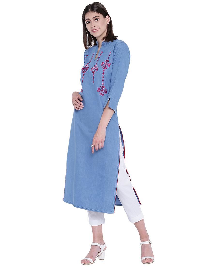 Embroidered straight kurta - 15858271 - Zoom Image - 2