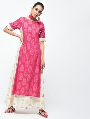 Layered A-line foil printed kurta - 15858491 - Standard Image - 2
