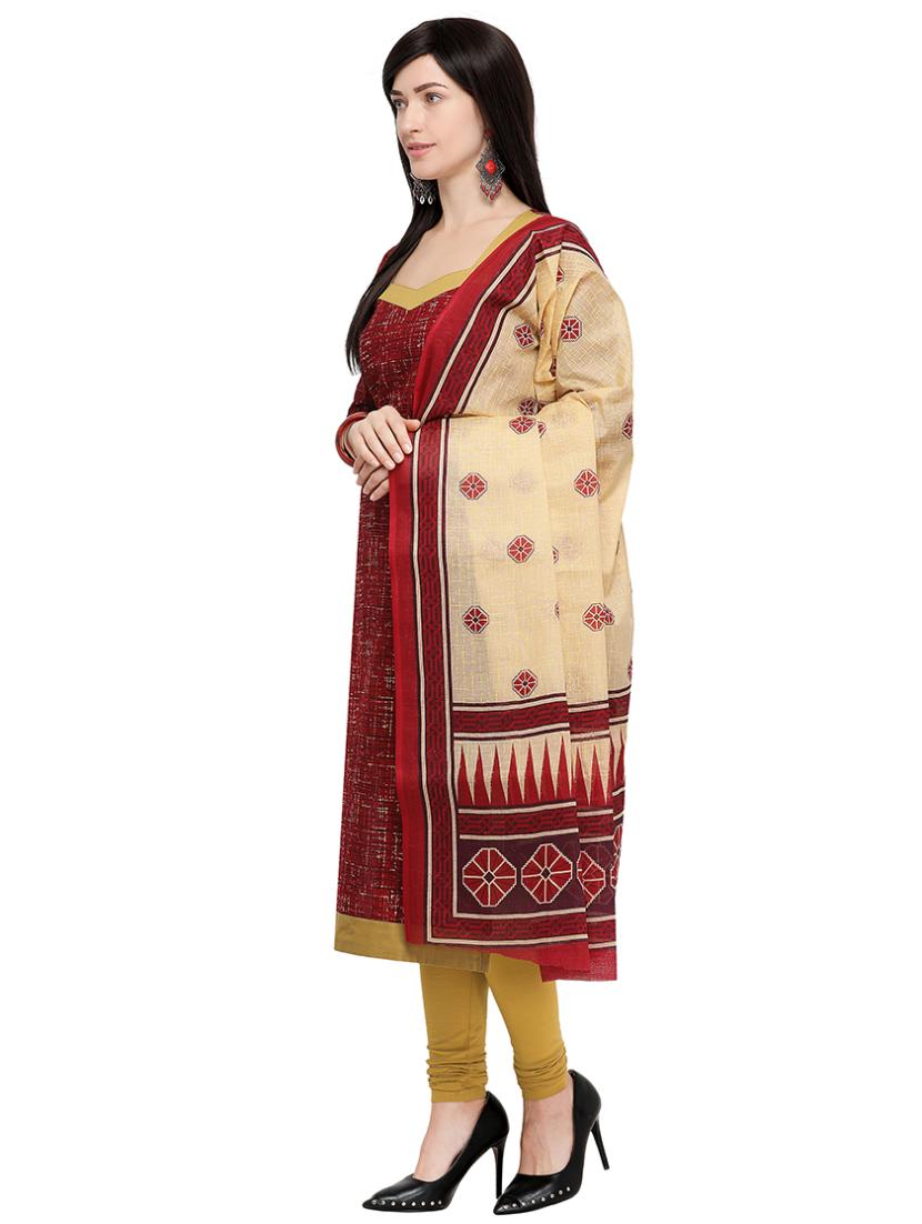 Printed unstitched churidaar suit - 15858969 - Zoom Image - 2