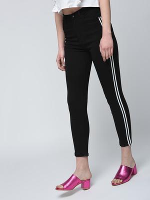 side taping high waist jeans - 15859270 - Standard Image - 2