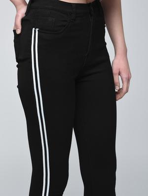 side taping high waist jeans - 15859270 - Standard Image - 5