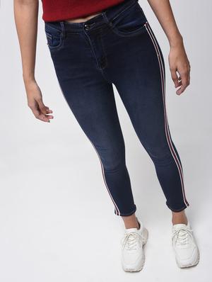 stone washed side taping jeans - 15859298 - Standard Image - 2