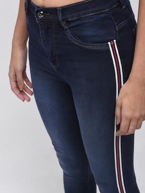 stone washed side taping jeans - 15859298 - Standard Image - 5