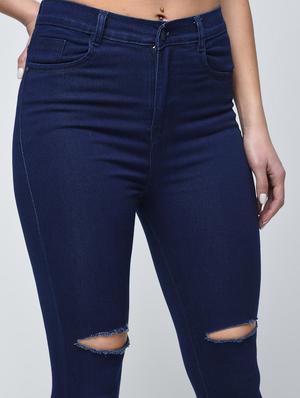 knee slit high waist jeans - 15859306 - Standard Image - 5