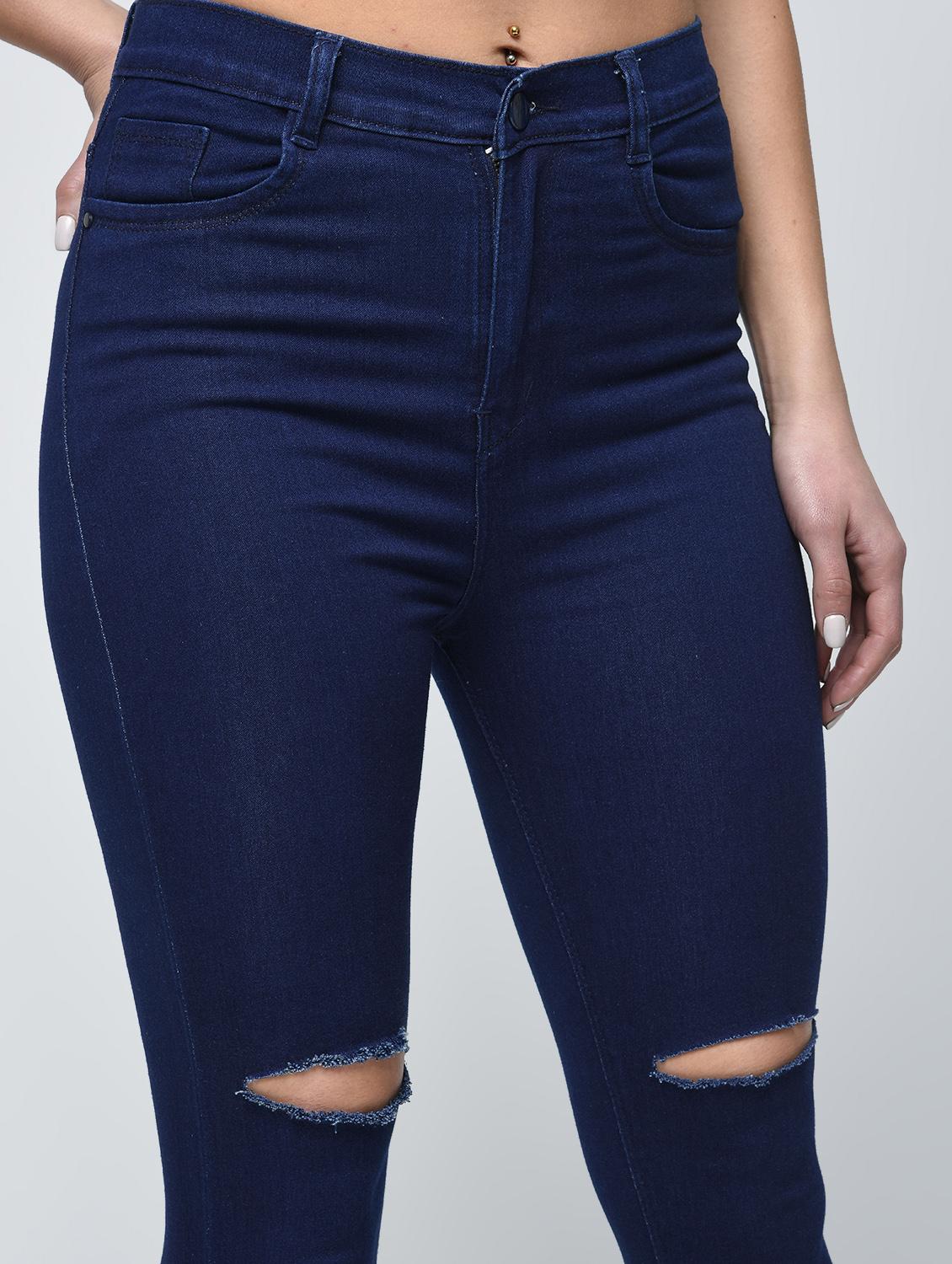 knee slit high waist jeans - 15859306 - Zoom Image - 5