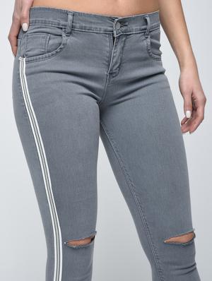 side taping knee slit jeans - 15859309 - Standard Image - 5