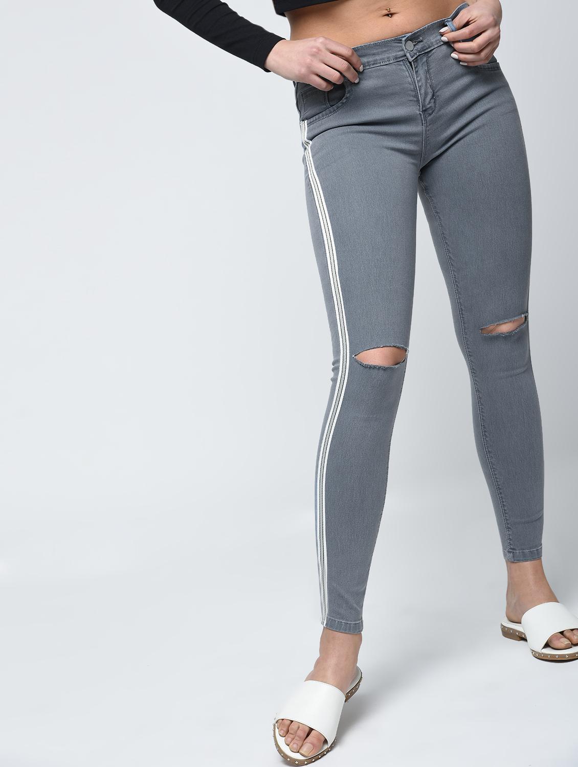 side taping knee slit jeans - 15859309 - Zoom Image - 2