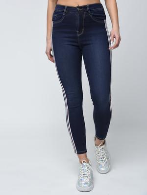 stone washed side taping jeans - 15859311 - Standard Image - 2