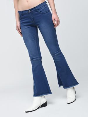 frayed stone washed boot cut jeans - 15859325 - Standard Image - 2