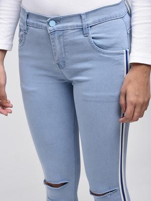 side taping knee slit jeans - 15859330 - Standard Image - 5