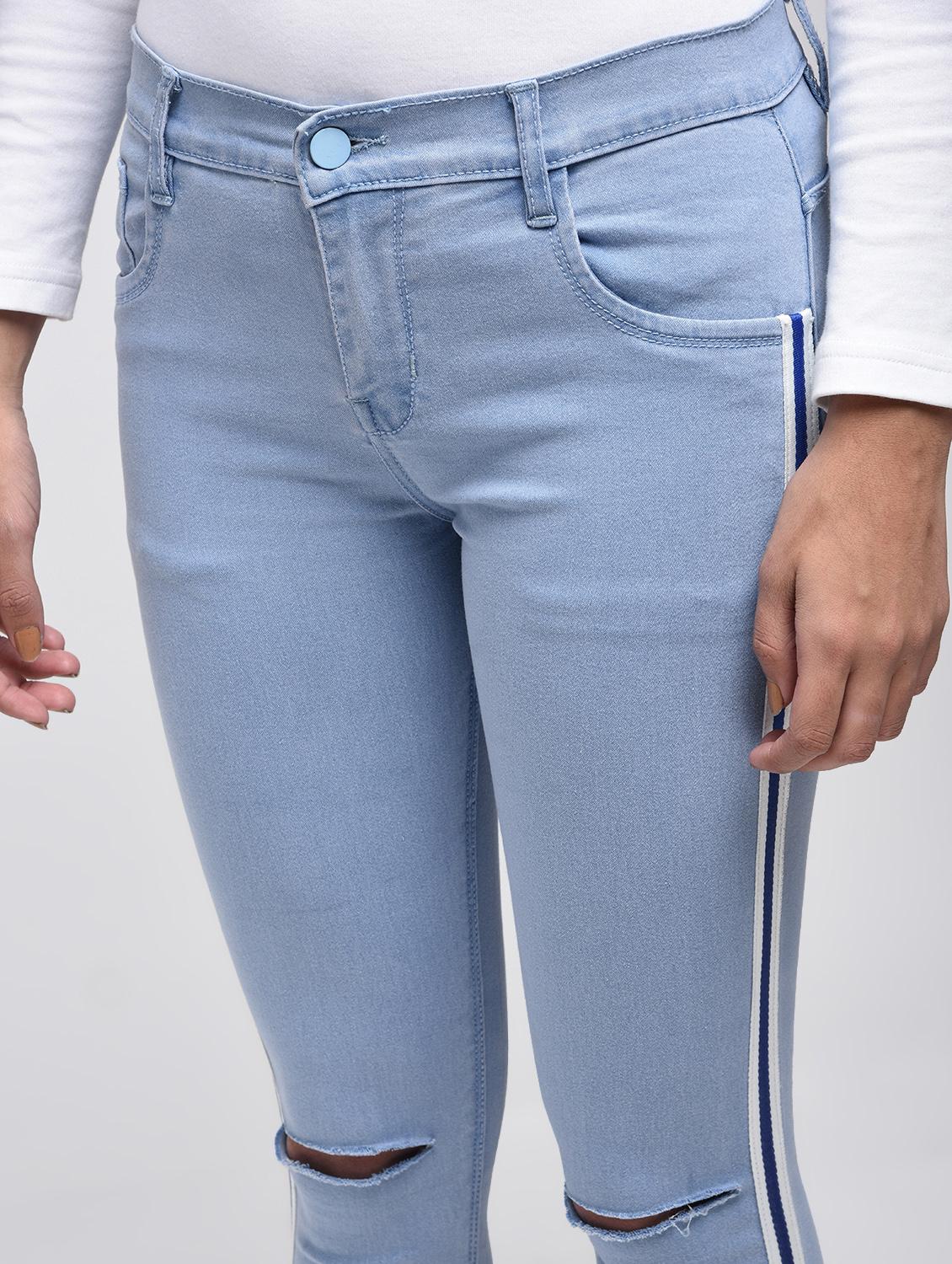 side taping knee slit jeans - 15859330 - Zoom Image - 5