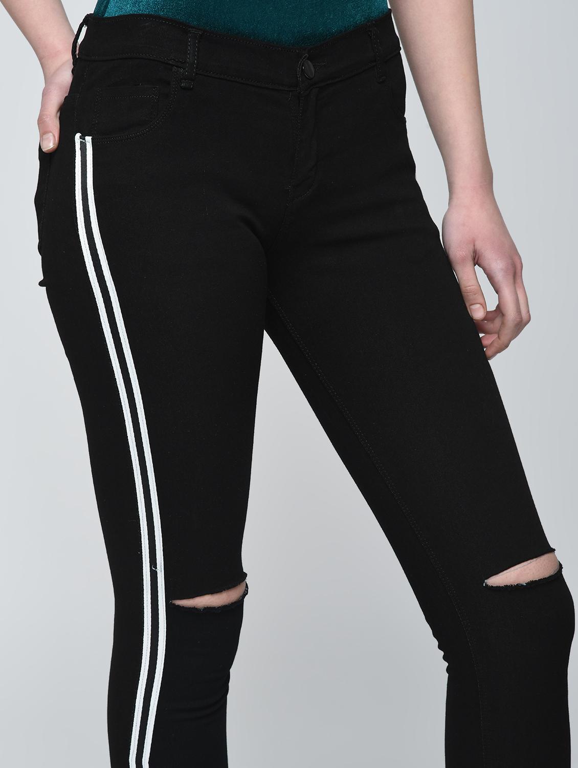 side taping knee slit jeans - 15859348 - Zoom Image - 5