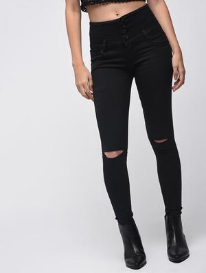 button-up high waist jeans - 15859369 - Standard Image - 2