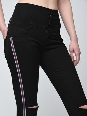 button detail side striped jeans - 15859370 - Standard Image - 5