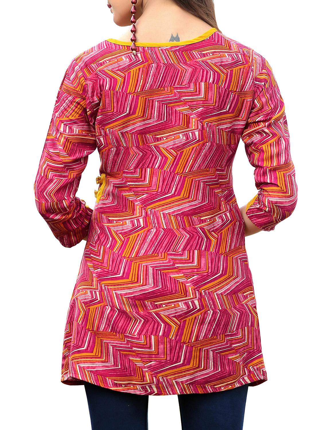 pink viscose aline kurti - 15859760 - Zoom Image - 2